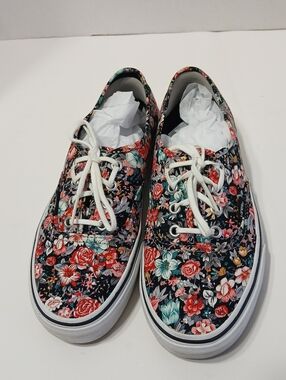 Vans Floral Low Top Sneakers in Black, Red, Teal, White